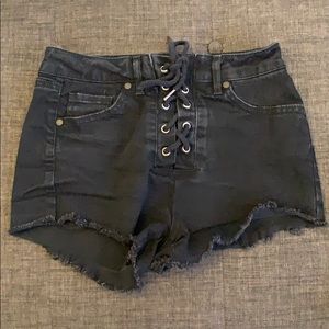 Black lace up black shorts size 2